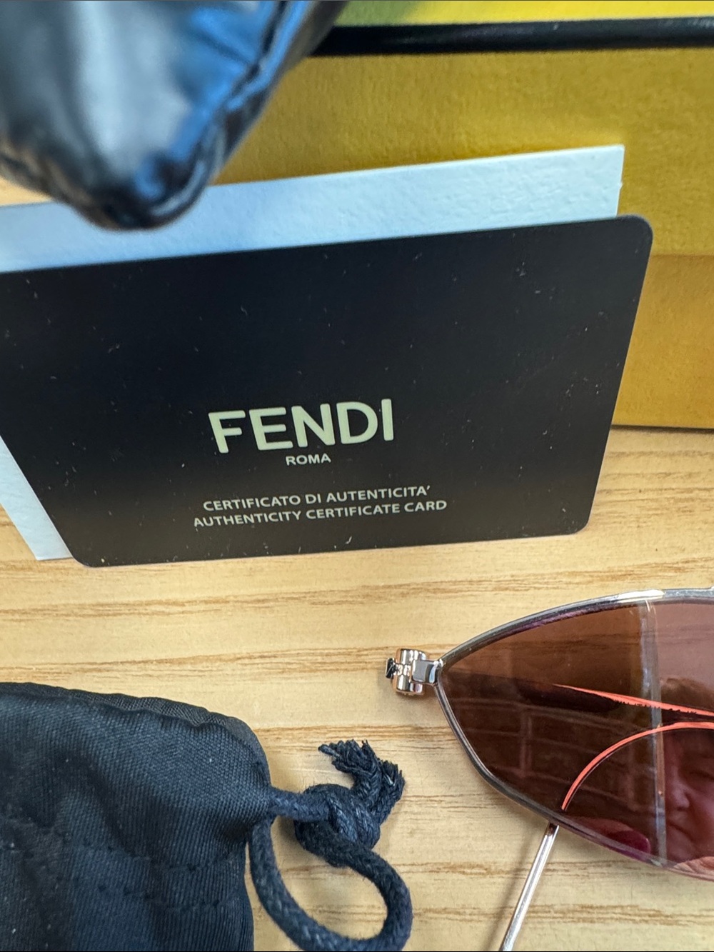 Fendi Rose-Tinted Geometric Metal Sunglasses with Rose Gold Chain - Picture 9 of 11